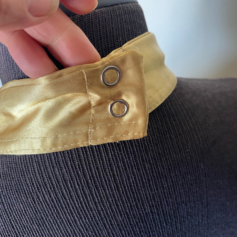 Gold Satin Halter Peplum Zip-Front Top - Picture 4 of 11